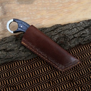 Custom Made Damascus Skinner Knife With Beautiful Handle & Leather Sheath